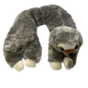 HealthTouch Sloth Neck Massager Vibration Plush Travel Pillow Gray New